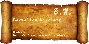 Bartalics Nikolett névjegykártya